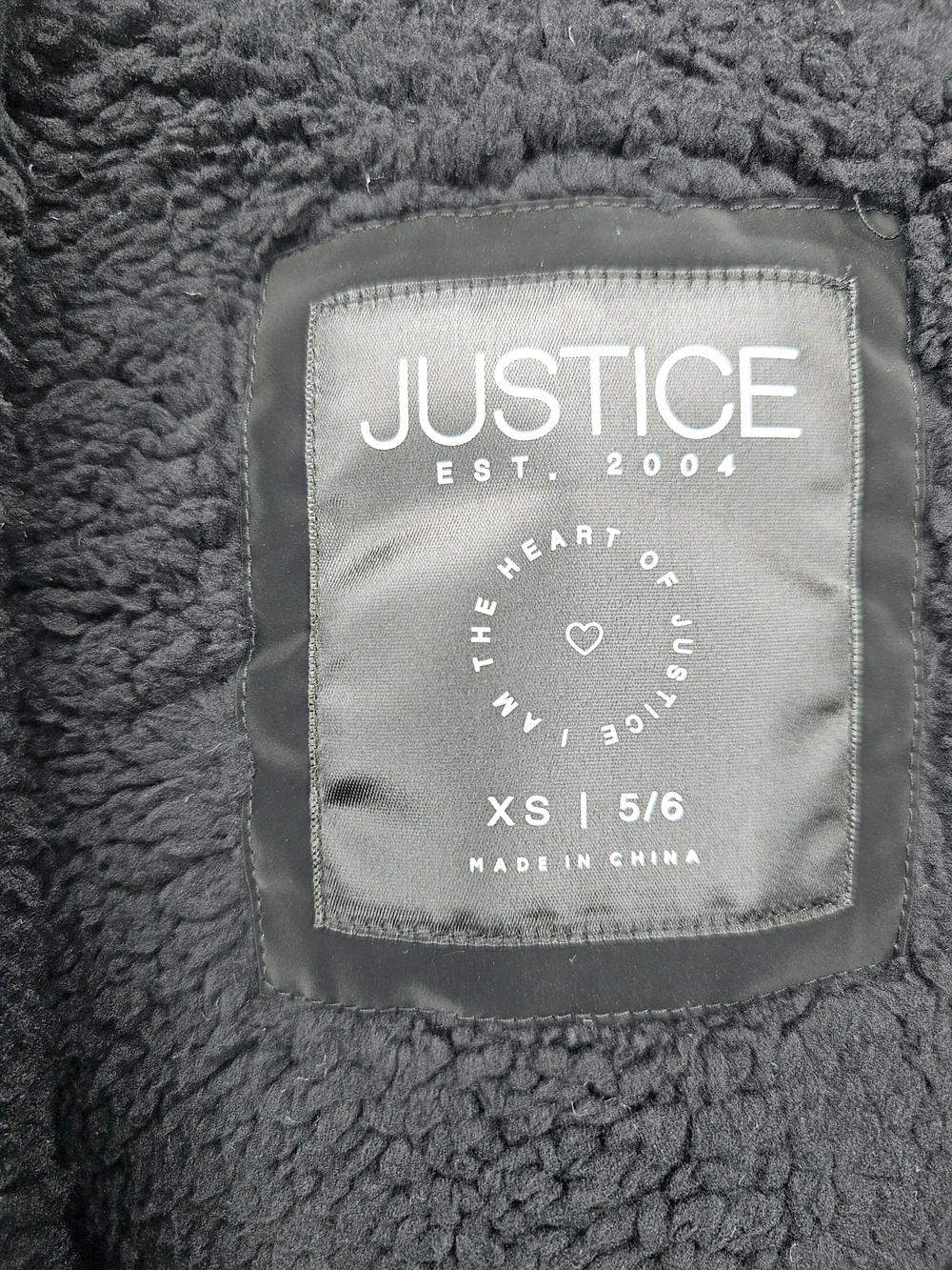 NWT Justice Girls Black Classic Puffer Jacket Faux Fur Hood Size XS (5/6)
